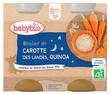 Babybio Good Night Ground Carrot &amp; Quinoa 8 Months and + Organic 2 Jars of 200g